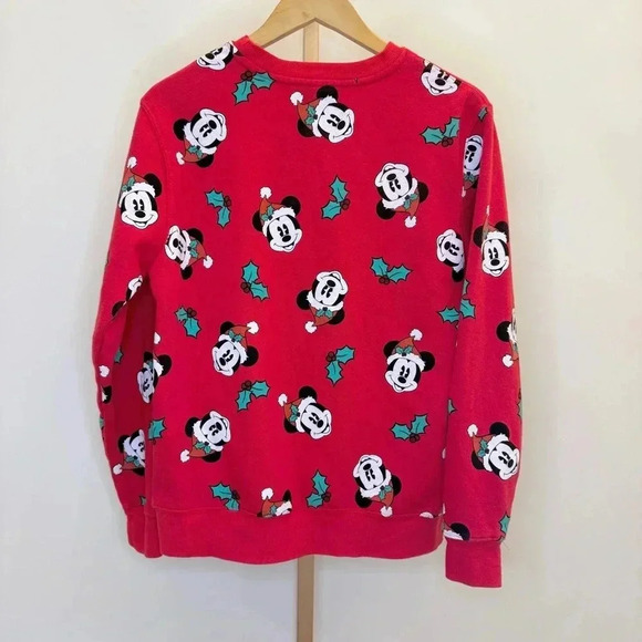 Disney Women's M Mickey Mouse Christmas Pullover Red Sweatshirt Holiday - Picture 9 of 13